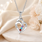 Personalized Double Heart Birthstone Necklace