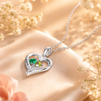 Personalized Double Heart Couple Birthstone Necklace