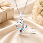 Personalized Double Heart Birthstone Necklace