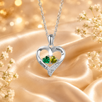 Personalized Double Heart Couple Birthstone Necklace