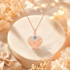 Personalized Memorial Birthstone Angel Wings Necklace